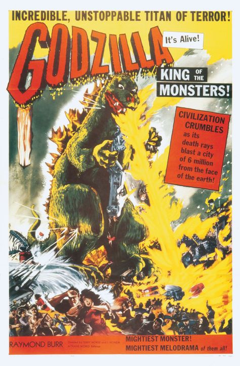 Classic Scary Movies, Original Godzilla, King Of Monsters, Godzilla Movie, Godzilla King Of The Monsters, Movie Poster Frames, Raymond Burr, Film Vintage, Classic Movie Posters