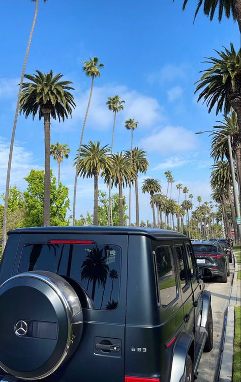 Amandadiaz on ig #palmtrees #losangeles #mercedes #blueskies #summervibes #summeraesthetic #aestheticwallpaper Los Angeles Traffic, Mercedes Wallpaper, Rich Cars, Dream Cars Mercedes, Dubai Aesthetic, Warriors Wallpaper, Mercedes G Wagon, Lovely Car, Lux Cars