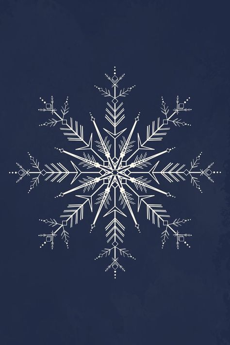 Detailed Snowflake Drawing, Vintage Snowflake Illustration, Navy Blue Winter Aesthetic, Snowflake Mandala Tattoo, Snow Flakes Tattoo, Snowflake Tattoo Design, Snowflake Painting, Snowflake Tattoos, Snowflake Illustration