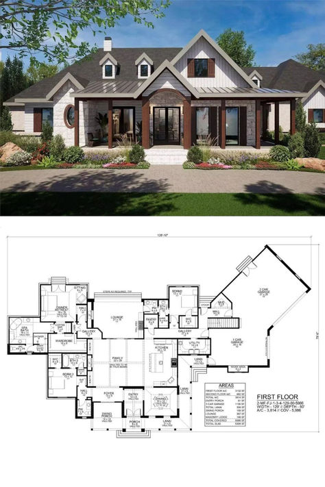 3-Bedroom Angelica Farmhouse with Open Living Space and Angled Garage (Floor Plan) House Plans With Angled Garage, Celebrity Houses Mansions, Cozy Front Porch, Horizontal Siding, Angled Garage, Mansion Floor Plans, Modern Georgian, One Bedroom House, Open Living Space