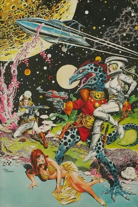 Pulp sci fi Space And Aliens, Sztuka Science Fiction, Al Williamson, Science Fiction Kunst, Arte Pulp, Art Spatial, 70s Sci Fi Art, Retro Kunst, Scifi Fantasy Art