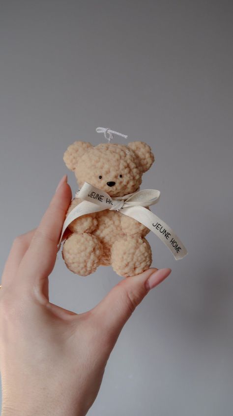 Crochet Baby Teddy, Korean Candle, Teddy Bear Ideas, Candle Making Ideas, National Teddy Bear Day, Fluffy Teddy Bear, Bear Ideas, Matchbox Crafts, Bear Candle