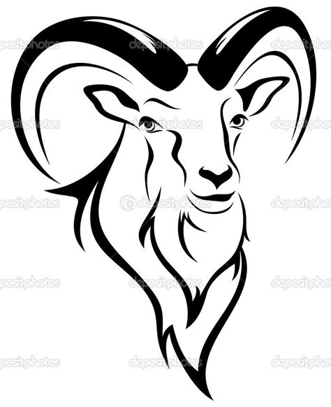 Goat Outline, Goat Tattoos, Goat Vector, Butterfly Sheets, Shabby Chic Stencils, Aries Personality, Ram Tattoo, Sheep Head, Goat Logo