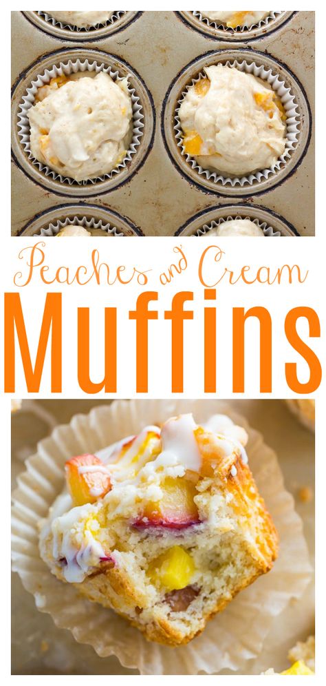 Peaches and Cream Muffins - Baker by Nature Farmers Market Baked Goods, Peaches And Cream Muffins, Strudel Muffins, Miniature Desserts, Basic Calligraphy, Moms Recipes, Peach Muffins, Baker By Nature, Peach Recipes