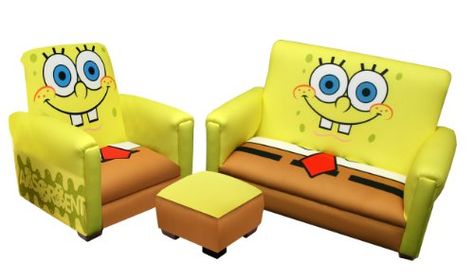 Nickelodeon Deluxe Toddler Sofa, Chair and Ottoman Set, Sponge Bob Toddler Sofa Chair, Toddler Lounge Chair, Kids Lounge Chair, Toddler Sofa, Cheap Couch, Kids Couch, Spongebob Square, Kids Outdoor Furniture, Sofa Inspiration