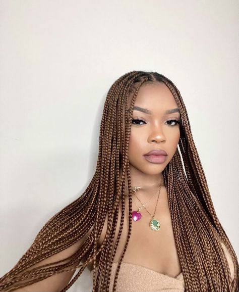 Bronze Box Braids, Brunette Box Braids, Braids For Brown Hair, Brown Braids On Black Women, Knotless Braids Fall Colors, Medium Knowles Braids, Caramel Box Braids, Caramel Braids Black Women, Number 30 Braids