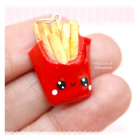 Mini French Fries Kawaii Charm Miniature Food Jewelry Polymer Clay Handmade by Sweet Clay Creations Tiny Crafts, Kawaii Clay, Kawaii Charms, Air Clay, Model Magic, Jewelry Polymer Clay, Polymer Clay Kawaii, Miniature Food Jewelry, Poly Clay