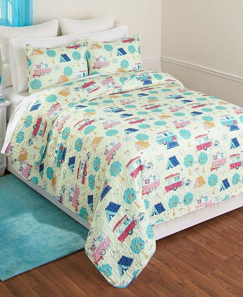 Queen Bed Quilts, Camping Quilt, Bedding Quilt, Bed Ensemble, Bed Quilt Cover, Bed Quilt, Retro Campers, Bed Tent, Kitchen Accessories Decor