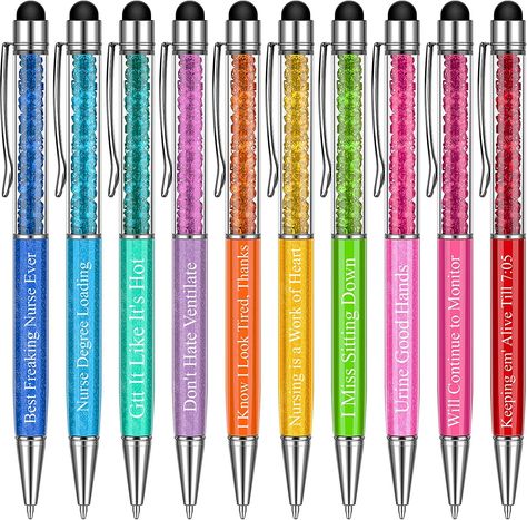 Nurse Pens, Work Funny Black Ink Ballpoint Nursing Pens for Nurse Doctor Teachers Students Women Men,10 Styles(10 Pieces) Nurse Pens, Presents For Nurses, Thanks Words, Work Funny, Crystal Pen, Nurse Appreciation Gifts, Diamond Pen, Funny Nurse, Nurse Doctor