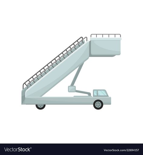 Airplane Stairs, White Background Cartoon, Car Side View, Background Cartoon, Witch Design, Car Side, Flight Simulator, Private Jet, Flat Style