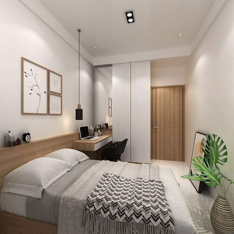 Small Bedroom With Desk And Wardrobe, Apartment Outfit, Bedroom Muji, Small Bedroom With Desk, Bedroom With Desk, Young Mans Bedroom, Desk And Wardrobe, Male Bedroom Ideas, Modern Hotel Room