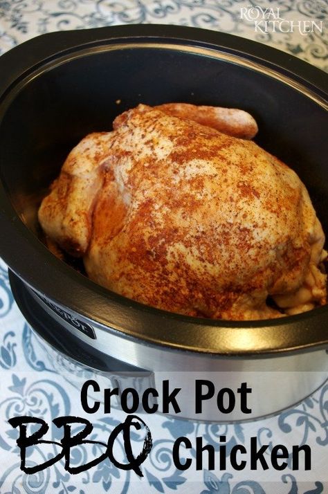 Barbeque Chicken Crockpot, Bbq Chicken In Crockpot, Whole Chicken Crockpot, Bbq Whole Chicken, Crockpot Whole Chicken Recipes, Crock Pot Bbq Chicken, Crockpot Rotisserie Chicken, Chicken In Crockpot, Slow Cooker Whole Chicken