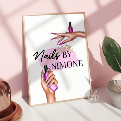 Transform your salon into a stunning workspace with our customizable Nail Salon Decor. Personalize your Nail Room with a unique Nail Tech Name Sign and add artistic flair to your studio with Nail Tech Wall Art. Download and Print TODAY! #customnails #nailsalondecor #nailtech #nailtechlife #nailtechnicians #salonquotes #salonsigns #beautysalondecor #nailsby #nailsbyme #nailroom #nailroomstudio #printables #printablestationery #nailpreneur #glamnails Esthetician Salon, Makeup Printables, Tech Wall Art, Salon Quotes, Nail Salon Decor, Salon Signs, Salon Art, Nail Room, Beauty Salon Decor