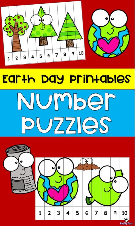 Earth Day Printables : FREE Earth Day Number Puzzles for preschoolers and kindergarten. Low Prep and fun activity for your kids and your class!#EarthDayActivities #EarthWeek #EarthDay #EarthDayPrintables Earth Day Math Activities Preschool, Recycling Math Activities For Preschool, Earth Day Math Preschool, Earth Week Preschool, Earth Day Activities For Preschoolers, Earth Day Math Activities, Earth Day Color By Number, Earth Day Preschool Activities, Earth Day Printables