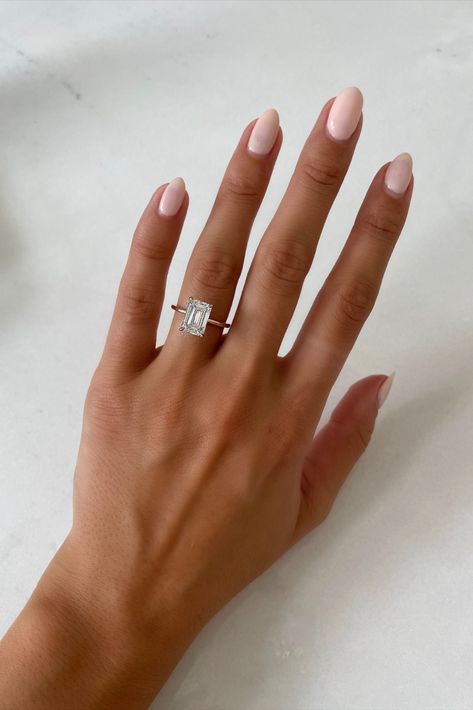 3ct Engagement Ring, Emerald Cut Engagement Ring Set, Rectangle Engagement Rings, Gold Emerald Cut Engagement Ring, Single Stone Engagement Rings, Gold Band Engagement Rings, Wedding 101, Wedding Rings Emerald Cut, Emerald Cut Engagement Ring