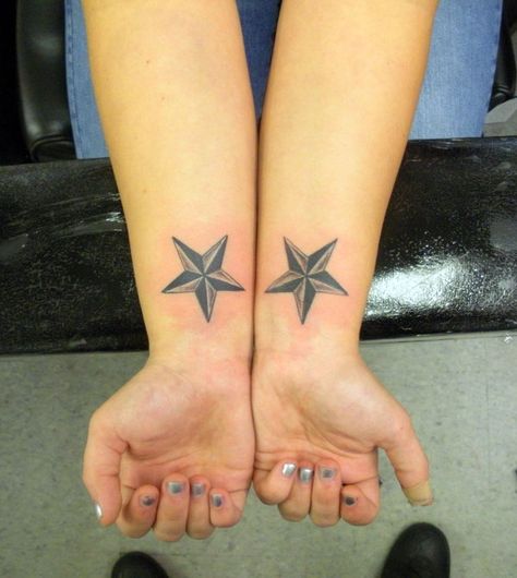 Wrist tattoo Elbow Star Tattoo, Nautical Star Tattoo, Star Tattoo On Wrist, Tattoos On Wrist, Nautical Star Tattoos, Star Tattoo Meaning, Places To Get Tattoos, Cool Wrist Tattoos, Nautical Star