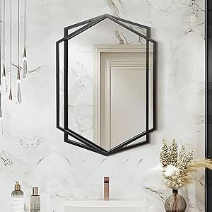 LuxenHome 32" Bathroom Mirrors for Over Sink, Large Wall Mirror, Vanity Mirror for Bedroom, Black Metal Entryway Mirror, Accent Wall Mirror for Bathroom, Wall Mounted Mirror Living Room Wall Decor Mirror Accent Wall, Farmhouse Bathroom Mirrors, Mirror Decor Living Room, Accent Wall Mirror, Mirror For Bedroom, Black Wall Mirror, Entryway Mirror, Mirror For Bathroom, Over Sink