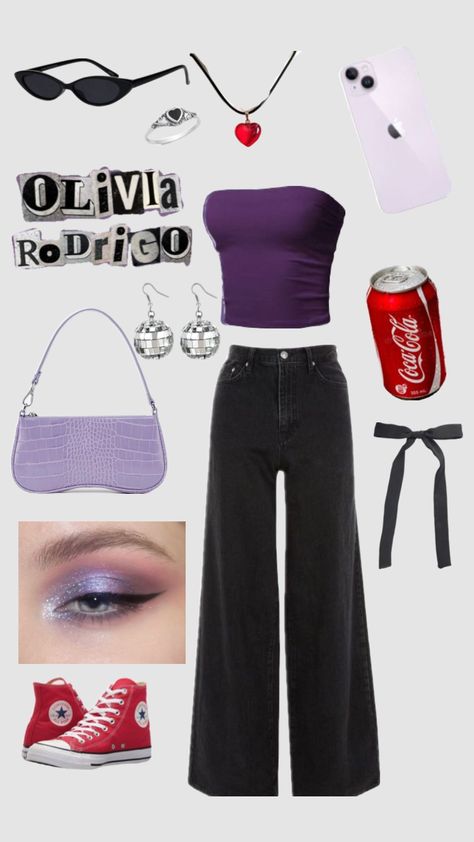 Concert Oufit, Consert Outfits, Cute Concert Outfits, Sweet 16 Outfits, Rave Concert, Taylor Outfits, Pretty Halloween Costumes, Purple Fits, Concert Aesthetic