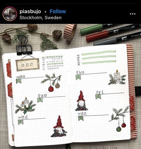 Bullet Journal Christmas, December Bullet Journal, Goals Bullet Journal, Bullet Journal Ideas Templates, Bullet Planner, Bullet Journal Weekly Spread, Scrapbook Art, Bullet Journal Notebook, Baby Journal