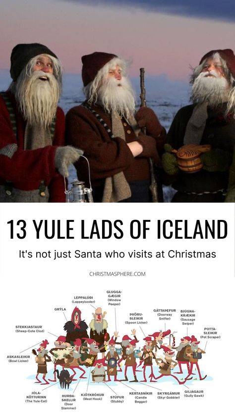 Pagan Santa Claus, 13 Yule Lads, Icelandic Christmas Traditions, Icelandic Christmas Decorations, Iceland Christmas Decorations, Iceland Christmas Traditions, Scandinavian Christmas Traditions, Pagan Christmas Traditions, Icelandic Trolls