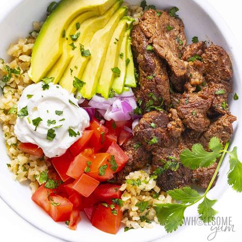 Keto Chipotle Bowl, Chipotle Steak Bowl, Steak Bowl Recipe, Steak Burrito Bowl Recipe, Chipotle Bowl Recipe, Keto Chipotle, Low Carb Beans, Chipotle Steak, Steak Bowl