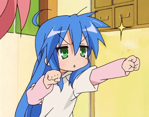 Konata Izumi, Anime Meme, Lucky Star, Gif, Tumblr, Anime, Blue