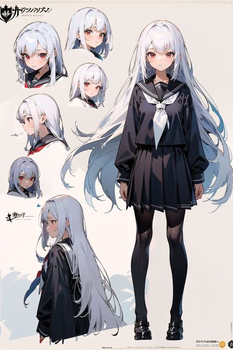 Anime Character Design References, Girl Reference, School Anime, Model Sheet, The Pose, 캐릭터 드로잉, Design Drawings, Game Character Design, Character Design Animation