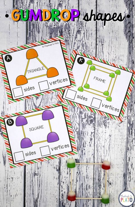 Step up your centers this holiday season with five motivating Christmas STEM challenges! Create 15 Christmas images on geoboards, build 15 North Pole challenges, design eleven 2D shapes with toothpicks and gumdrops, and complete a motivating candy cane science experiment.The  batch of STEM challenges are perfect to use with small groups or as STEM centers with kindergarten and first grade! #holidaySTEM #christmasSTEM #STEMforkids #PlaydoughtoPlato Christmas Stem Challenge, Candy Cane Science, Christmas Stem Activities, Stem Boxes, Stem Centers, Holiday Stem, Christmas Shapes, Christmas Stem, Maths Ideas