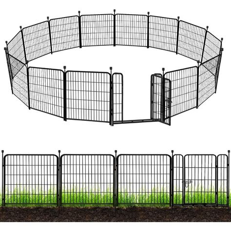 Metal Garden Fence with Gate, 36 in(H) 10 Panels Heavy Duty Iron Animal Barrier Fence, Indoor or Tall Garden Fence, Garden Fence With Gate, Flower Bed Fencing, Fence With Gate, Metal Garden Fence, Indoor Dog Fence, Rabbit Fence, Metal Garden Fencing, Decorative Garden Fencing