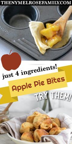 Apple Pie Bites Recipe, Apple Pie Cups, Pie Cups, Apple Pie Cupcakes, Apple Pie Bites, Pie Cupcakes, Pie Filling Recipes, Apple Recipes Easy, Easy Apple Pie