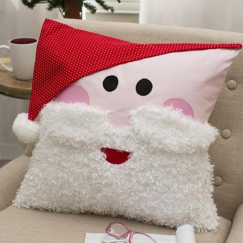 How to Make a Santa Pillow Mustache Shapes, Pillow Sewing, Pillow Corner, Santa Pillow, Christmas Crafts For Adults, Sewing Pillows, Christmas Pillows, Red Pillows, Easy Christmas Crafts