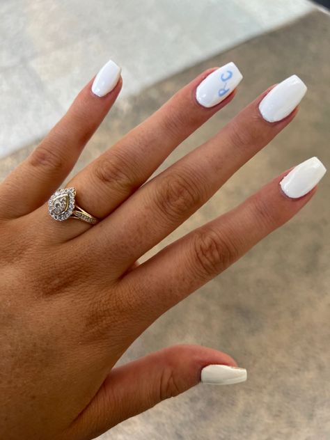 of course with my loves initials Nails With An Initial, Bachelorette Nails, Monogram Nails, New Nails, Minimalist Nails, Of Course, Acrylic Nails, Initials, Monogram