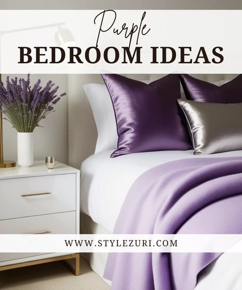 How to Create a Dreamy Purple Bedroom: 10 Purple Bedroom Ideas - Style Zuri Purple Bedrooms Ideas, Purple And White Bedroom Ideas, Purple And White Bedroom, Purple And Gray Bedroom Ideas, Purple And Gray Bedroom, Burnt Orange Bedroom, Purple Bedroom Ideas, Purple Bedroom Decor, Bedroom Purple