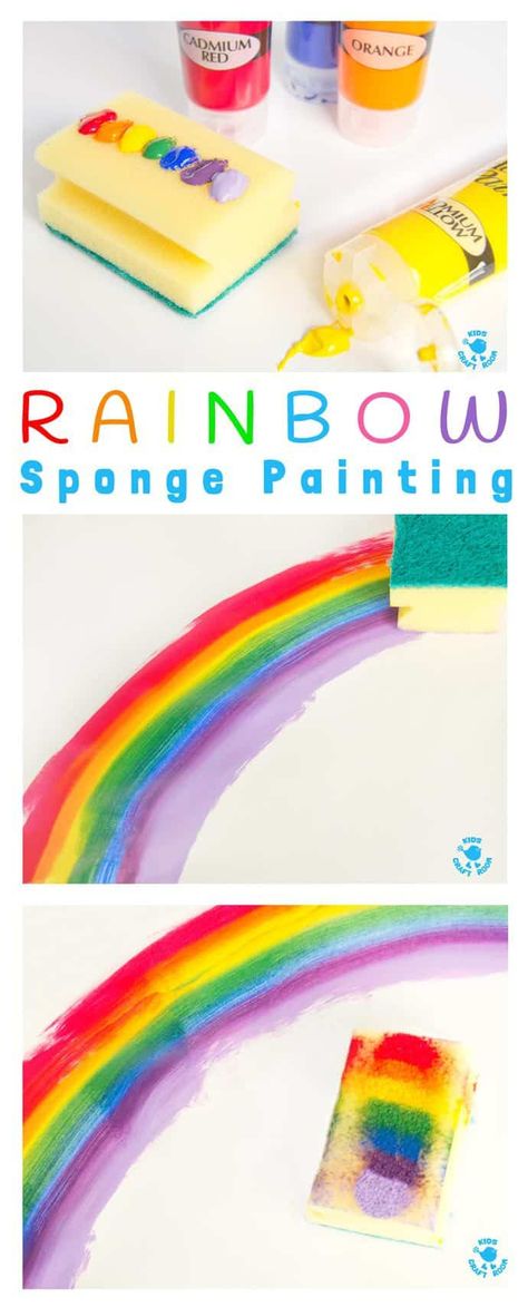 Rainbow Art For Kids, Textures Painting, Painting Rainbow, Kids Painting Crafts, Kids Craft Room, Kids Rainbow, Colour Mixing, Sponge Painting, Rainbow Crafts