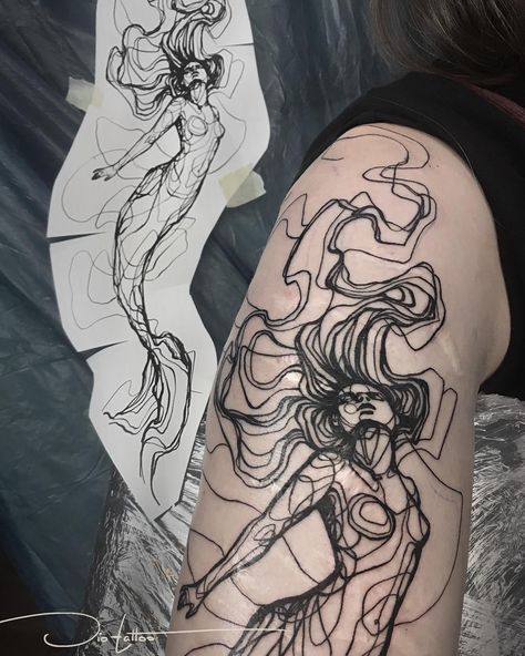 Mythical Creatures Tattoo, Mermaid Sleeve Tattoos, Siren Tattoo, Latest Tattoo Design, Skeleton Tattoos, Mermaid Drawings, Latest Tattoos, Mermaid Tattoo, E Tattoo