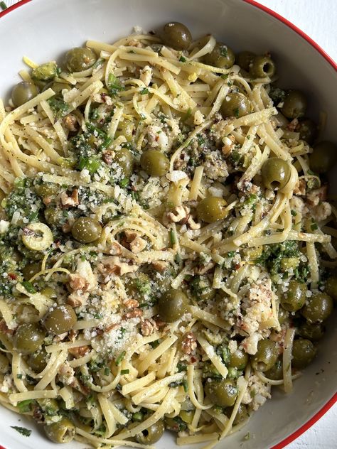 The Best Summer Pasta With Olive Chimichurri Sauce - nocrumbsleft Olive Chimichurri, Olive Pasta, Pasta With Olives, Pasta Board, Magic Elixir, Summer Pasta Recipes, Pasta Making, Beautiful California, Chimichurri Sauce