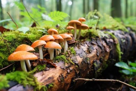 Mushrooms growing from a dead log royalty free stock photography Log With Mushrooms, Mushrooms Growing, Texture Packs, Stock Photography Free, Stock Photography, Minecraft, Stuffed Mushrooms, Royalty, Royalty Free