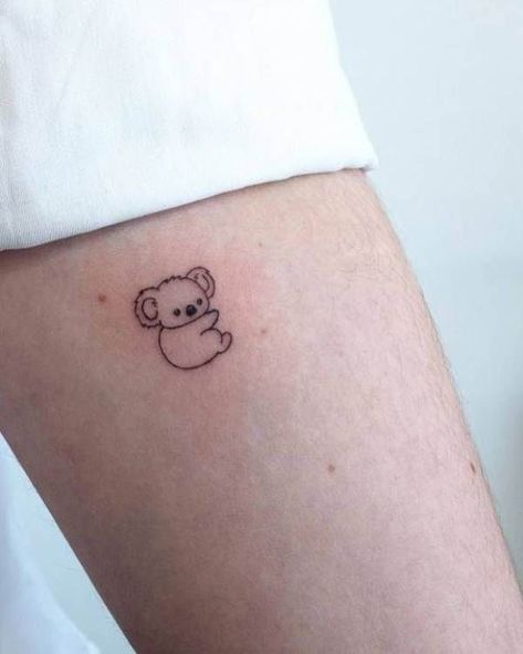 Koala Bear Tattoo, Koala Tattoo, Small Animal Tattoos, Cute Animal Tattoos, Bear Tattoo Designs, Tiny Wrist Tattoos, Bear Tattoos, Парные Тату, Bear Tattoo