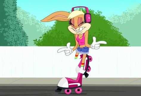 Lola skating! Lola Bunny Looney Tunes Show, Roadrunner And Coyote, Marie Kitty, Bunny Reference, Lola And Bugs Bunny, Lola And Bugs, Bugs And Lola, Best Cartoon Shows, Tiny Toon Adventures