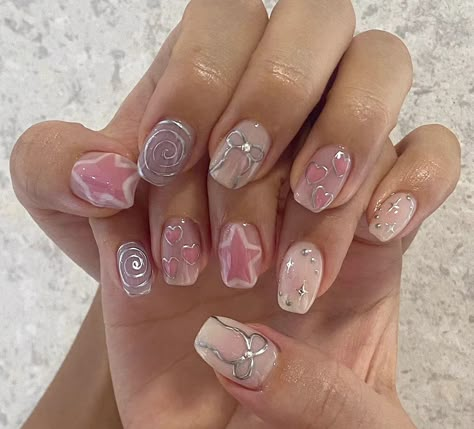 Pink Soft Nails, Korean Almond Nails, Korean Manicure, Classy Nail Art Ideas, Concert Nails, Teen Nails, Wow Nails, Colorful Nail Art, Casual Nails