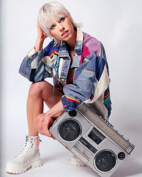 Blast that music 🤩 Model @lou.celsius @mavenmodels Makeup @oaslys Images @_elizabethcouture Boombox @rebelscumrules Holding Boombox Reference, 80s Shoot, Pose References, Reference Poses, Art Reference Poses, Pose Reference, Art Reference, Makeup, Music