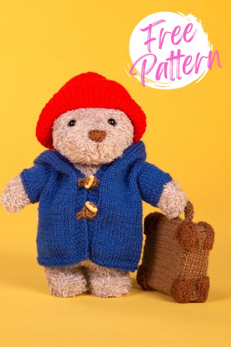 Paddington Bear Knitting Pattern Free, Christmas Toy Knitting Patterns, Knitted Dolls Free, Teddy Bear Patterns Free, Teddy Bear Knitting Pattern, Animal Knitting, Christmas Knitting Patterns Free, Bear Patterns Free, Knitted Doll Patterns