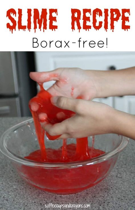 How to Make Slime without Borax - Coffee Cups and Crayons 2 Ingredient Slime, Borax Slime Recipe, Slime Without Borax, Recipe For Kids, How To Make Slime, Slime Recipe, Play Dough, Sensory Activities, Science For Kids