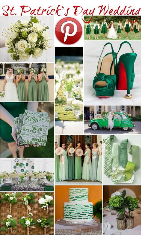 Boho Pins: St. Patrick’s Day Wedding St Patrick Day Wedding Ideas, St Pattys Day Wedding, St Patricks Wedding, St Patrick Wedding, Irish Themed Weddings, Green Wedding Ideas, Irish Theme, 35th Wedding Anniversary, Themed Weddings