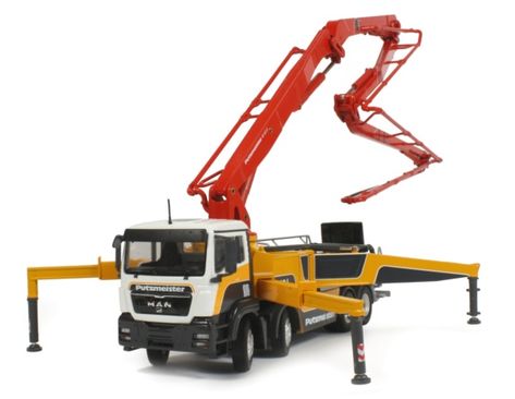 Putzmeister M42-5 Concrete Pump Miniature Construction, Metal Handrails, Concrete Truck, Body Cast, Toy Playset, Mining Equipment, Hydraulic Cylinder, Dog Bath, Rc Trucks