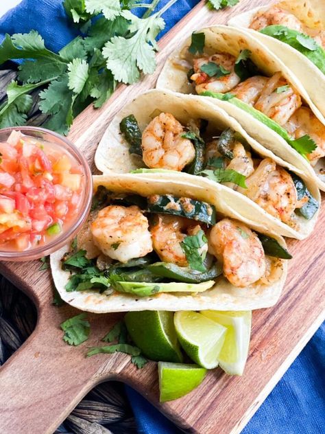 Shrimp And Poblano Tacos, Shrimp Poblano Tacos, Poblano Shrimp, Fancy Dinner For Two, Shrimp Dinner Ideas, Dinner For Two Recipes, Guava Bbq Sauce, Steamer Clams, Veal Saltimbocca