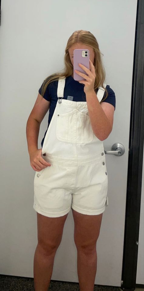 White Short Overalls Outfit, White Overalls Outfit Shorts, White Overalls Outfit, White Short Overalls, Short Overalls Outfit, Overalls Outfit Short, White Overalls, Outfit Shorts, Overalls Outfit