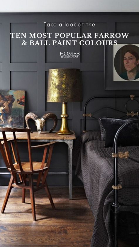 Farrow Bal, Farrow & Ball, Dark Living Rooms, Farrow And Ball, Dark Walls, Bilik Tidur, Perfect Bedroom, Room Deco, Bedroom Black