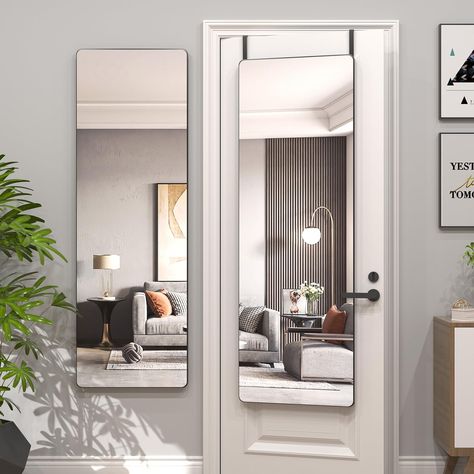 PRICES MAY VARY. 【Door Mirror Full Length】The size of lvzory door hanging mirror is 47" x 14", which is lightweight and easy to move here and there. It is not only big enough to show full body when you need to decide on your outfit or make up, but also perfect for small space to provide more expansive visuals and enhances the sense of space. 【HD & Shatterproof】The hanging mirror for door is so clear that it can reflect distinct, lifelike and high-definition image, which is convenient for you to Door Hanging Mirror, Over The Door Mirror, Mirror Full Length, Full Body Mirror, Mirror Vanity, Mirror Hanging, Vanity Makeup, Body Mirror, Bedroom Black