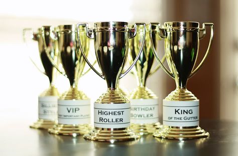 bowling birthday party trophies Bowling Party Awards, Bowling Fundraiser, Diy Bowling, Kids Bowling, Effective Meetings, Bowling Birthday Party, Bowling Birthday, Award Ideas, Bowling Party